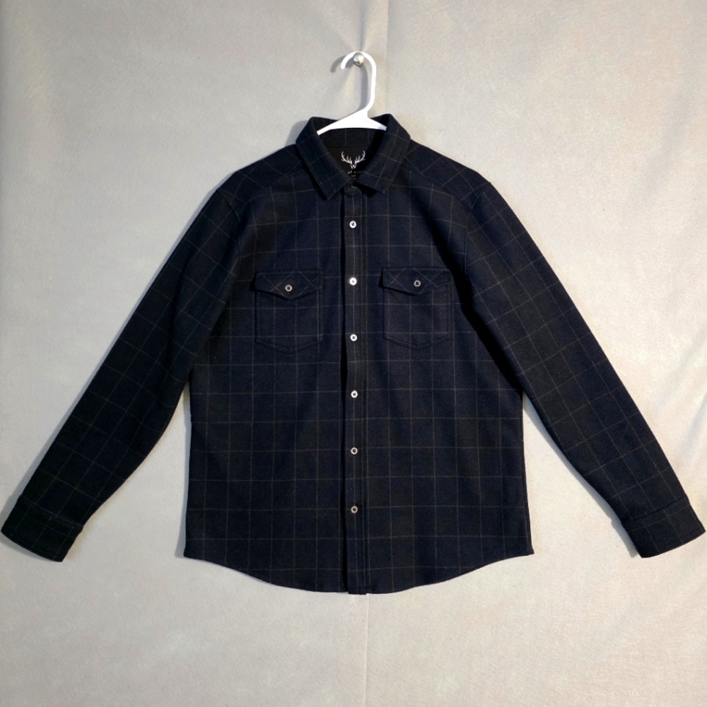 Age Of Wisdom Mens Stretch Flannel Knit Shirt Size Medium